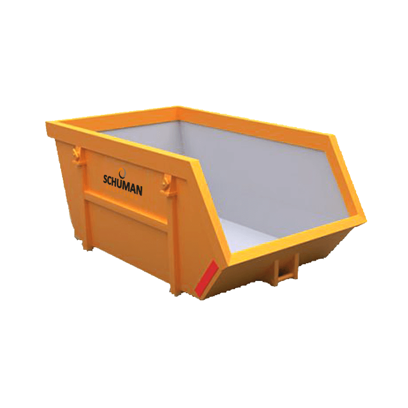 Oranje afvalcontainer van Schuman Recycling